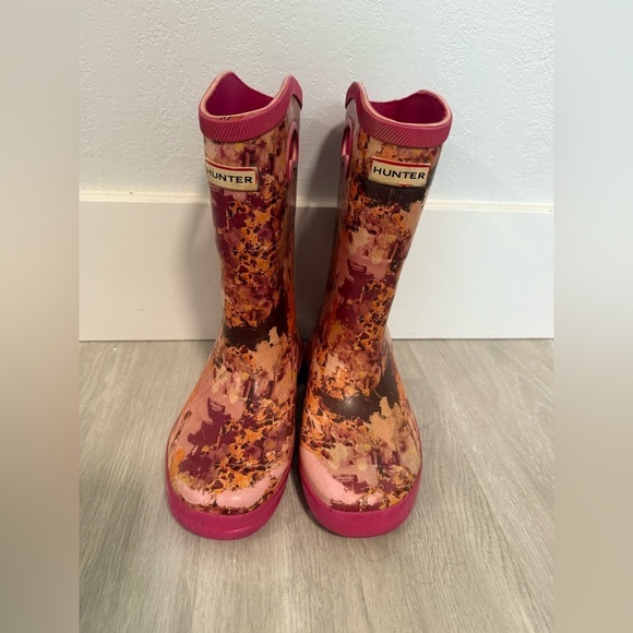Hunter For Target Girls Hot Pink Speckled Rubber Rain Boots SIZE 1 - Picture 1 of 7